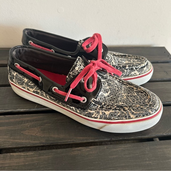 Sperry Top-Sider 9775669 Floral Biscayne Sequined Shoes Size 7 - Picture 1 of 6